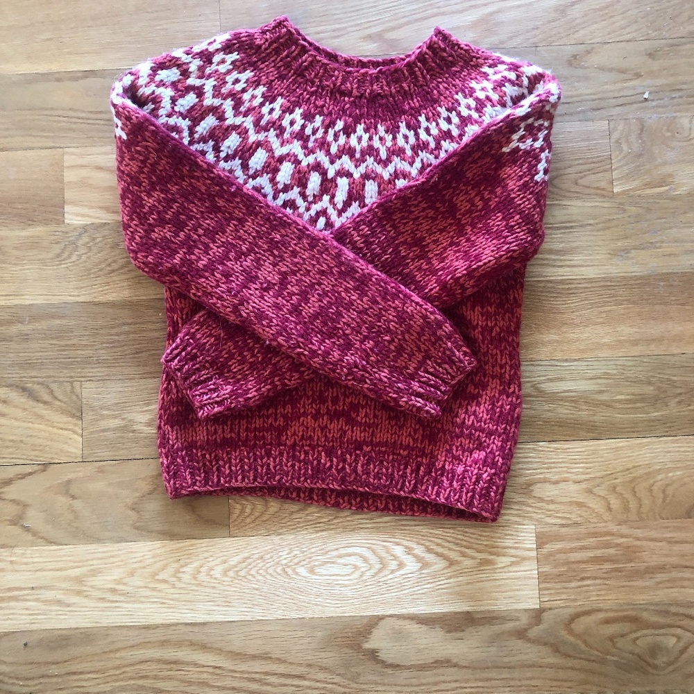 Hand knit lambs wool sweater